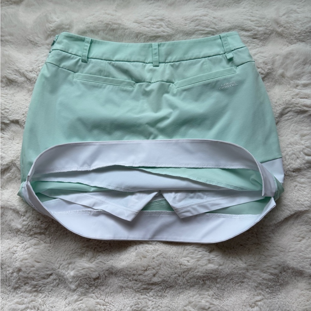 Louis Castel Golf Prep Tennis light Blue Mini Skort -White Athletic Skirt Shorts - Picture 5 of 11